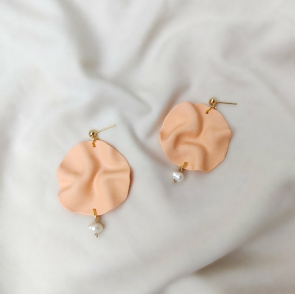 Clay & Baroque Pearl Earrings, Modern Earrings - Picture 1 of 2